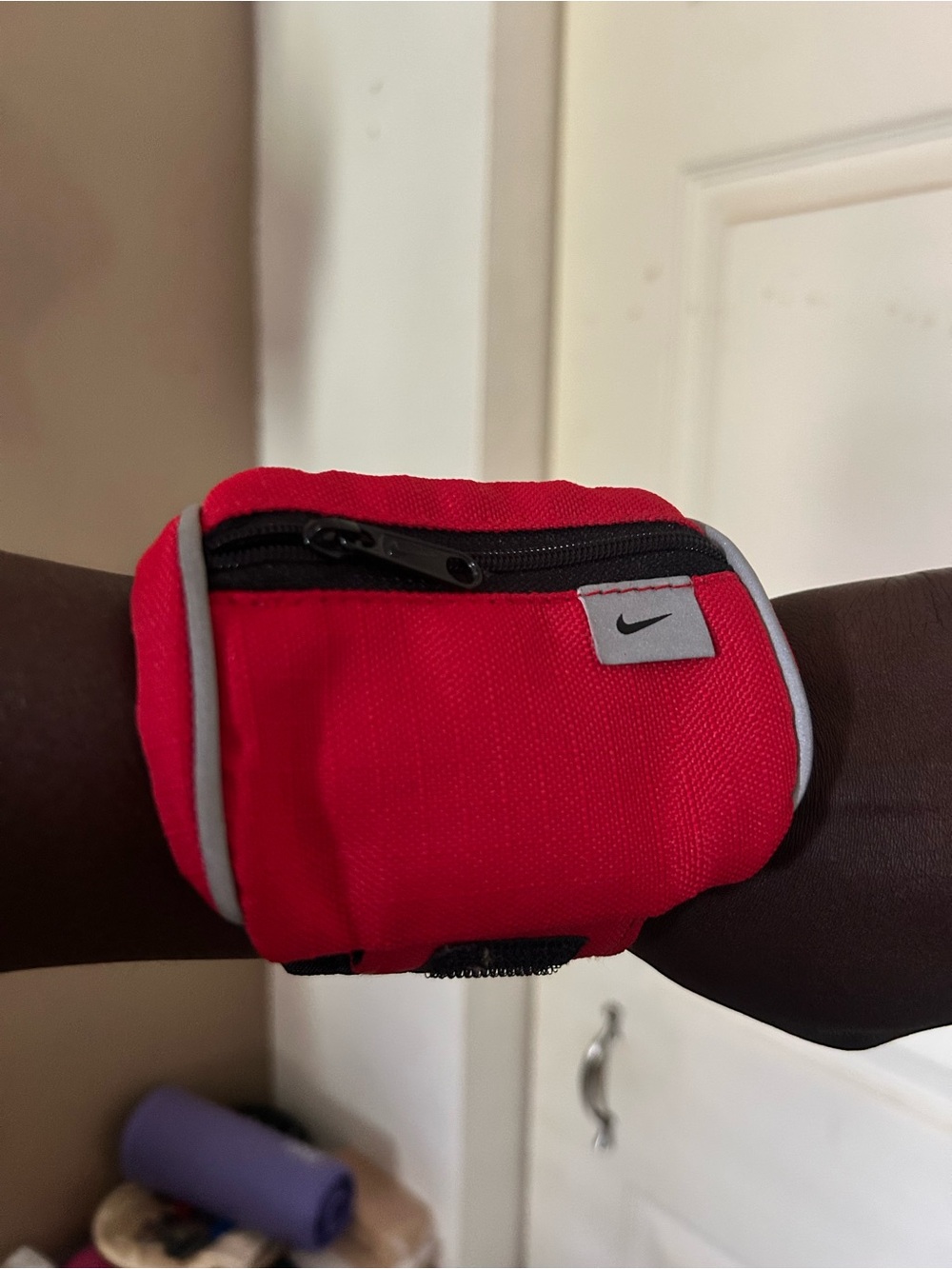 Nike Red Mini Wrist Pouch with Black Zipper